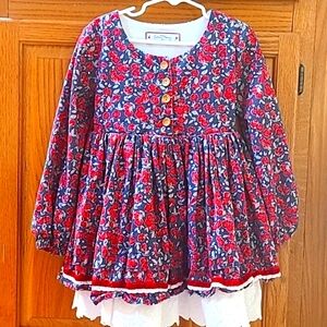 Sweet Honey Gorgeous Flower Print Long Sleeves Dress for a Girl. Size 6.